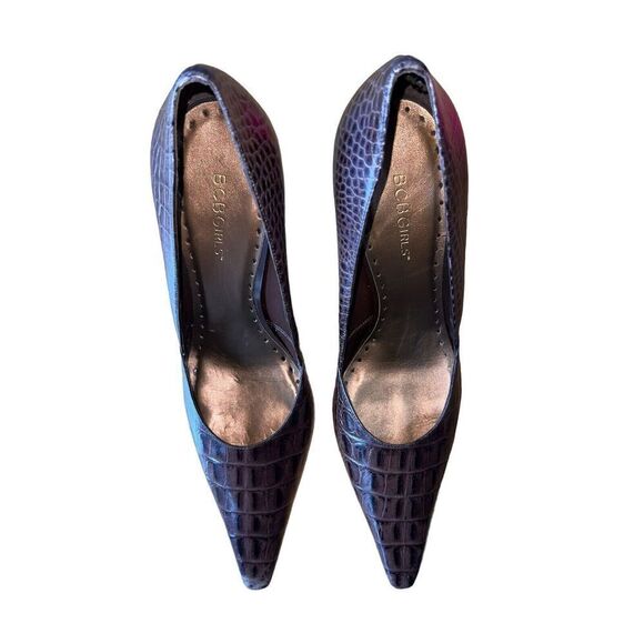 BCB Girls Katchen-BC Chocolate Color Crocodile Pattern Pointed Toe Womens Sz 10 - Picture 4 of 14
